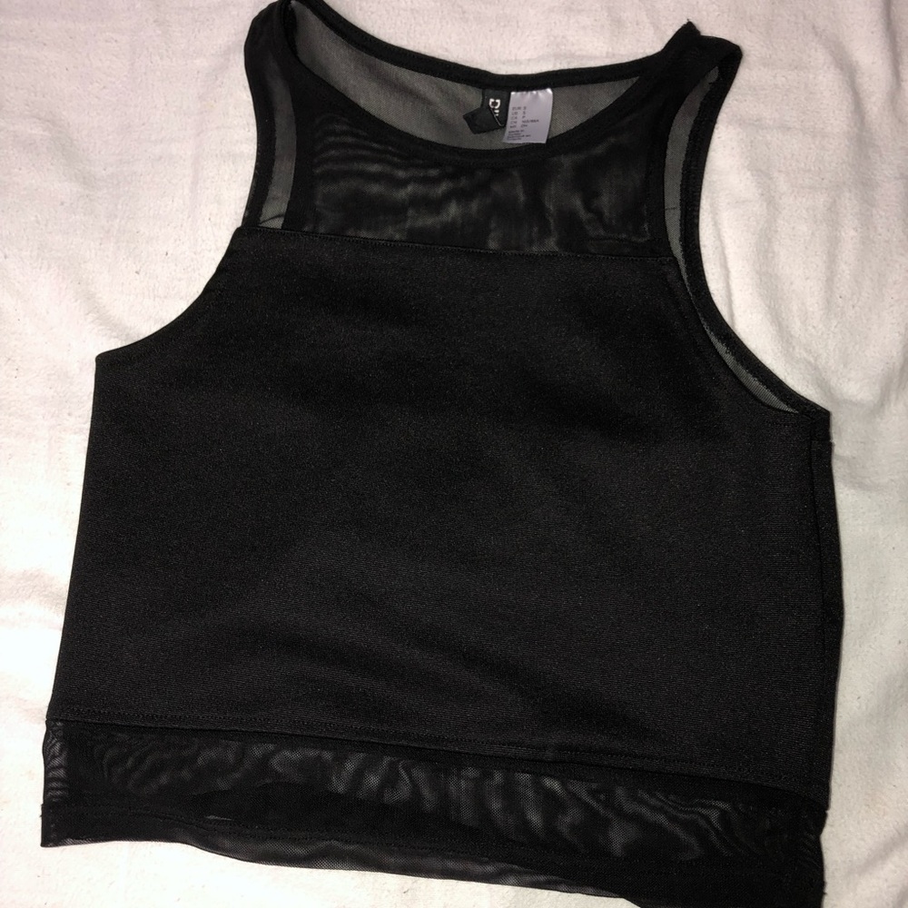 Black mesh crop top